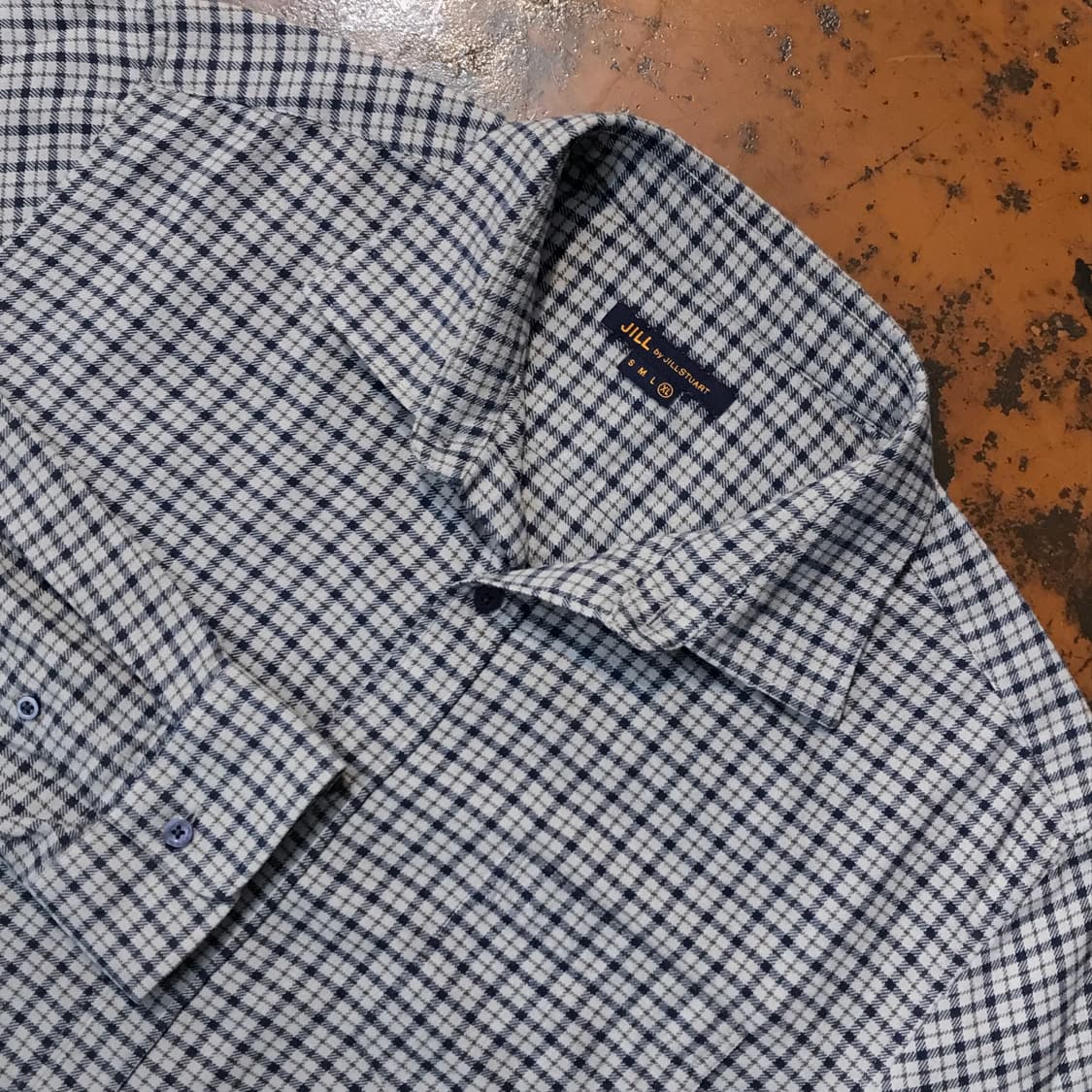 질 스튜어트 그레이 블루 도톰한 코튼 셔츠 남성 105 110  상품이미지3