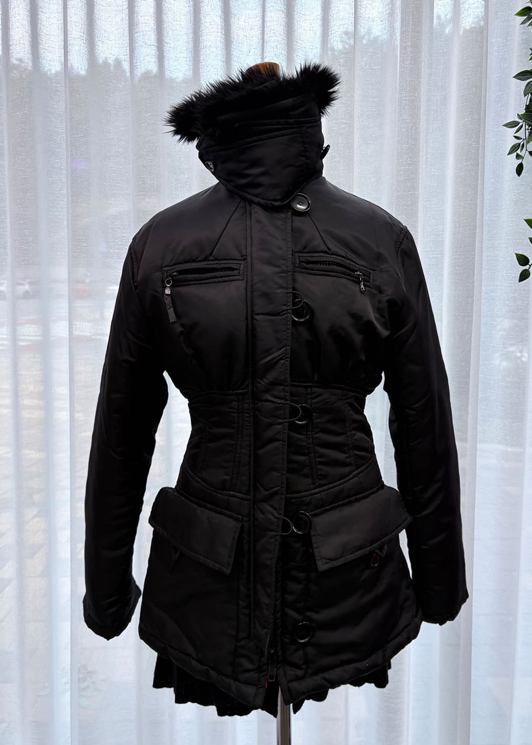 에코퍼 허리다트 블랙패딩 상품이미지5