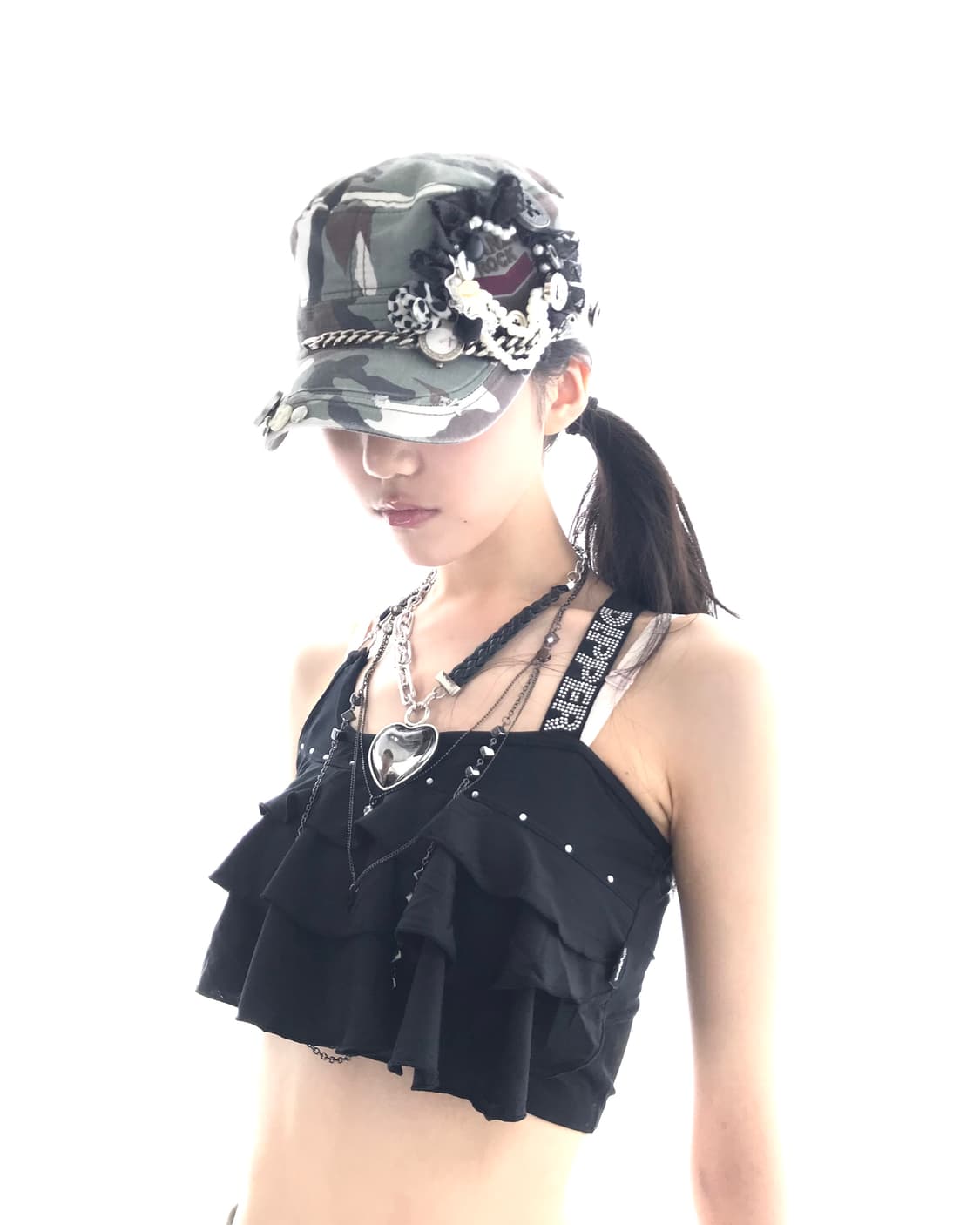 Custom🐾)camo bold chain&clock cap 상품이미지7