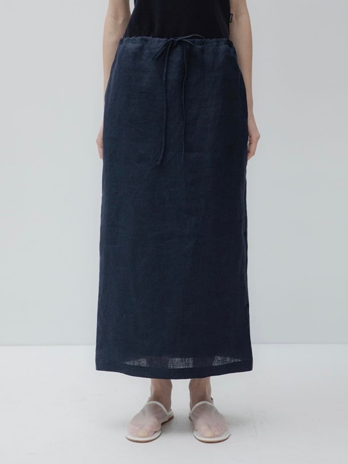 블루브릭 Linen string skirt (navy) S 상품이미지1