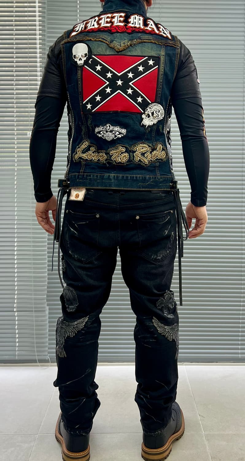 자수워싱 옆트임 청조끼 상품이미지2