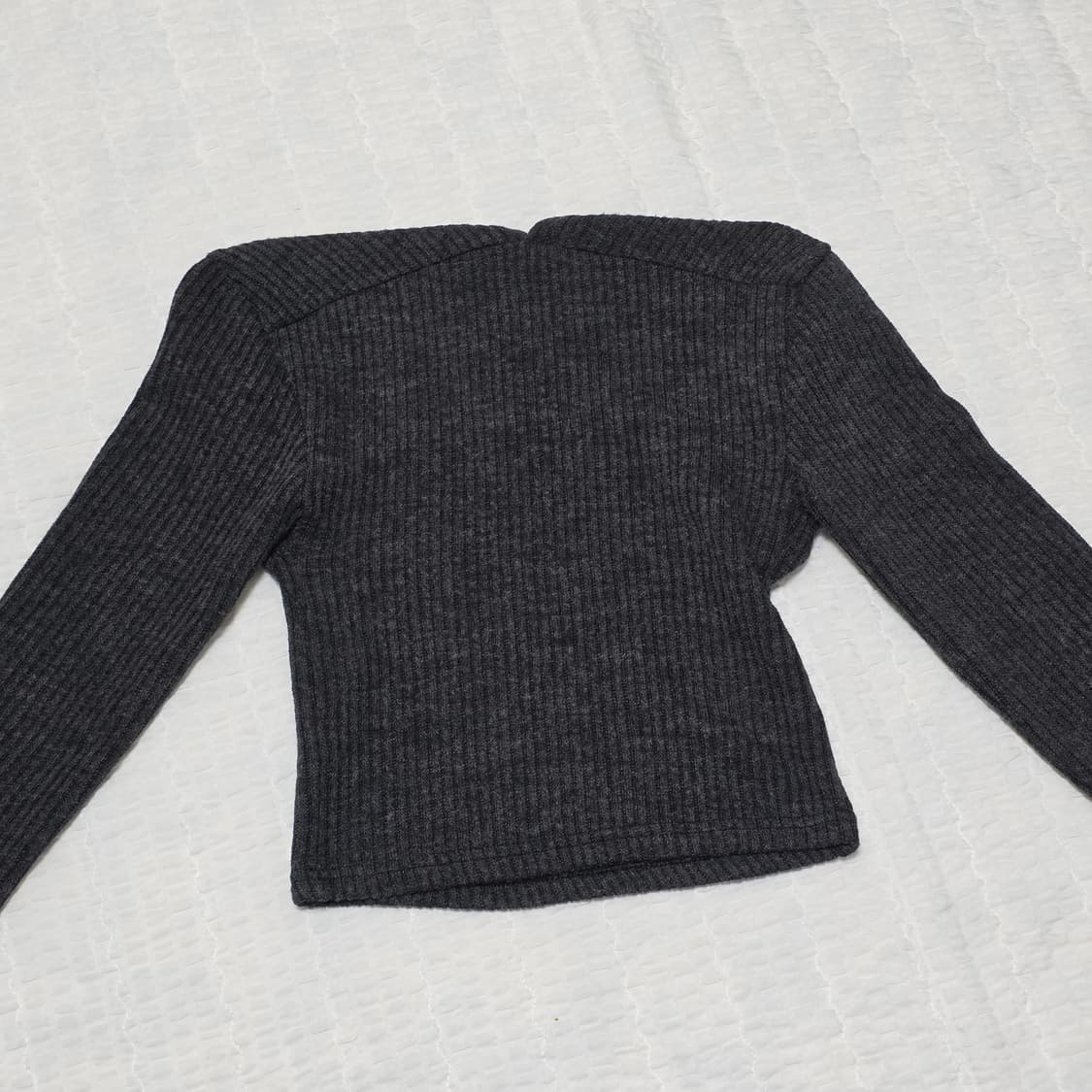 빈티지) y2k 골지 니트 승모근 커버 숄더 레이어드 긴팔티셔츠 상품이미지2