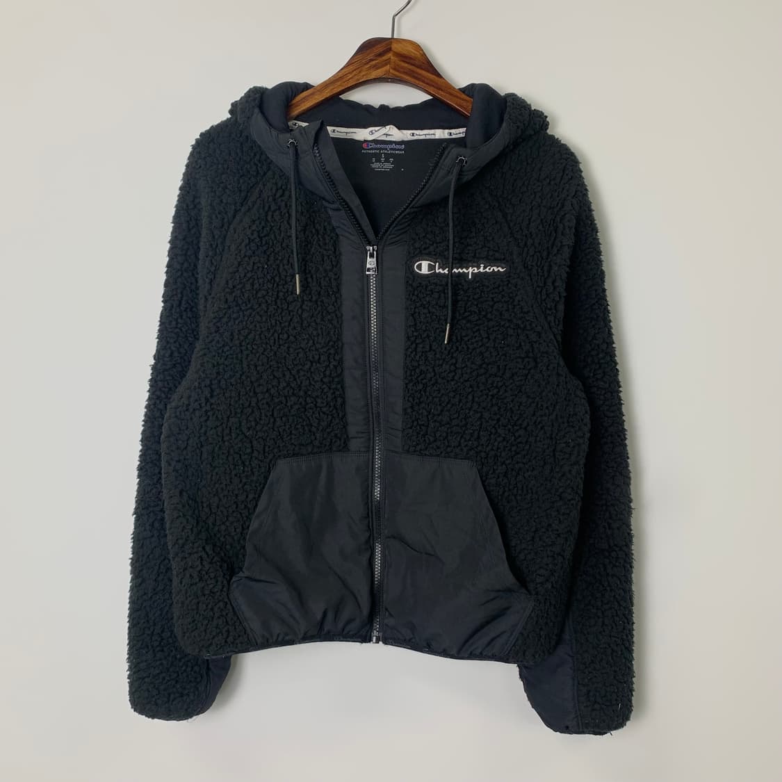 챔피온 블랙 쉐르파 플리스 후드집업 자켓 상품이미지2