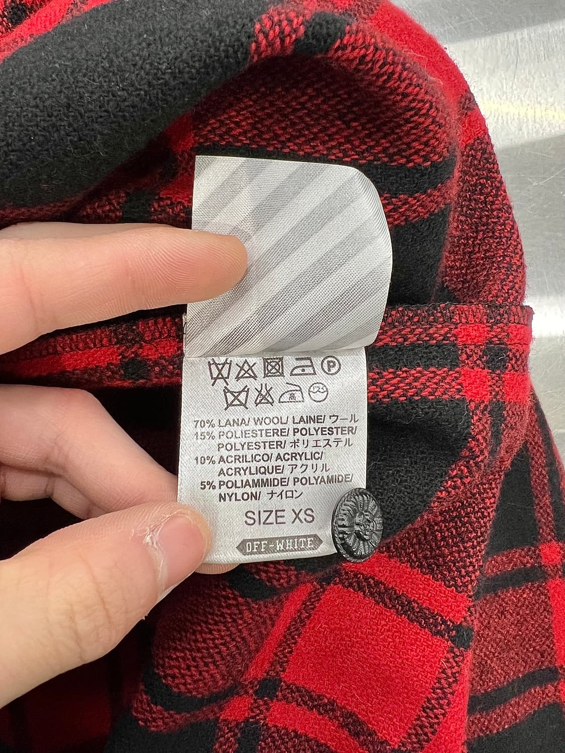 오프화이트 14aw 애로우 플란넬 롱 레드 셔츠 상품이미지8