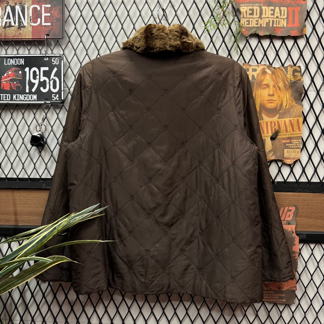 90s 발망 리버시블 토끼 퍼자켓 실크 퀼팅 자켓 브라운 상품이미지4