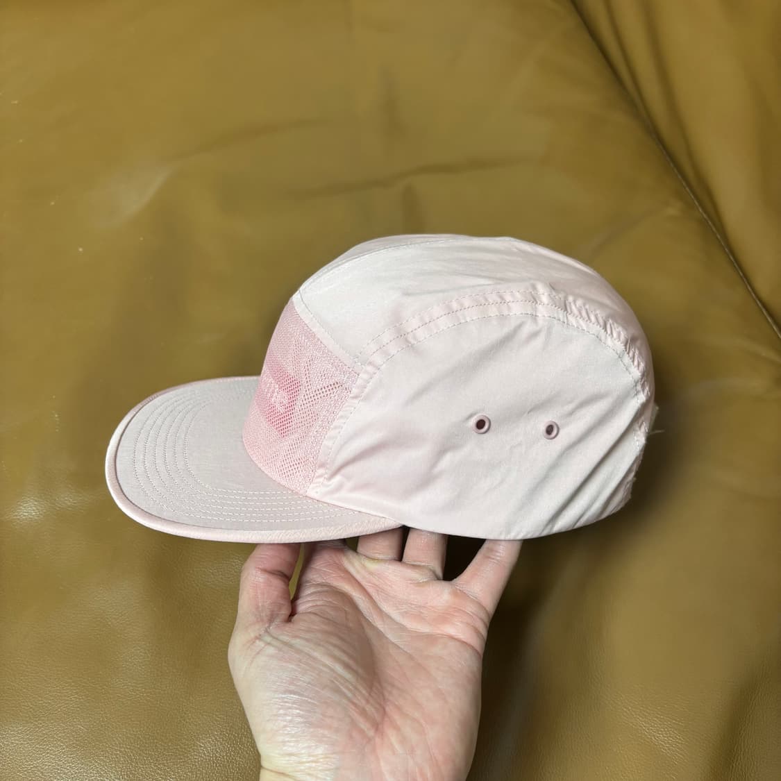 슈프림 캠프캡 모자 박스로고 메쉬 핑크 상품이미지4