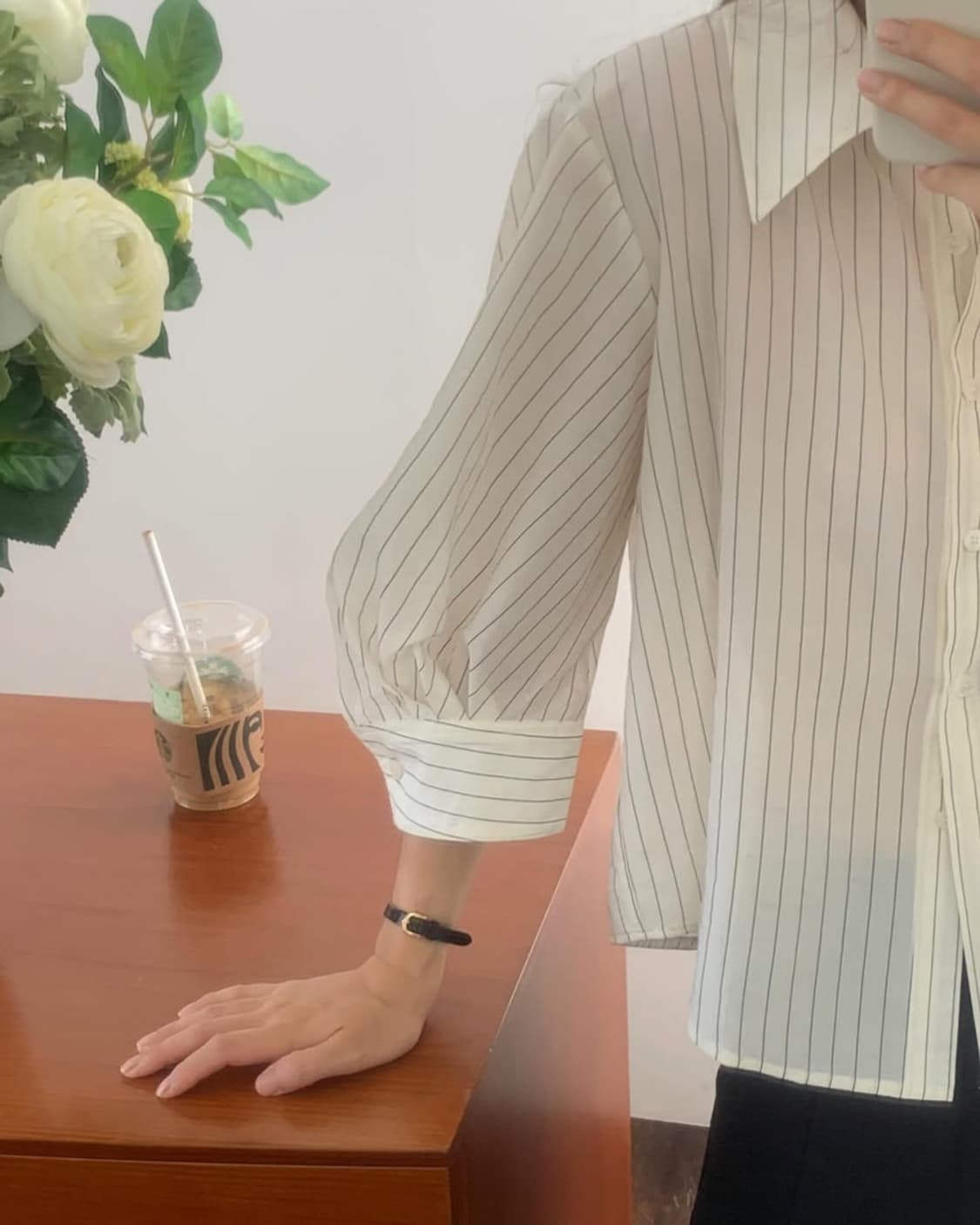 퍼프 스트라이프 블라우스 새상품 상품이미지5