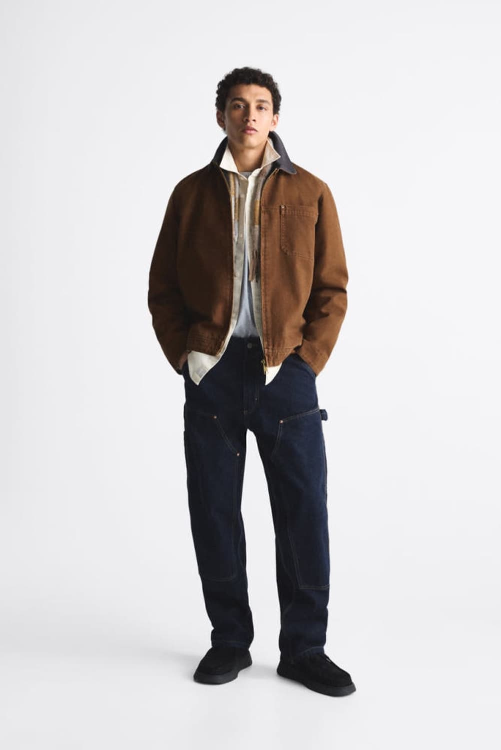 [XL] ZARA 콘스라스트 네크라인 점퍼 상품이미지1