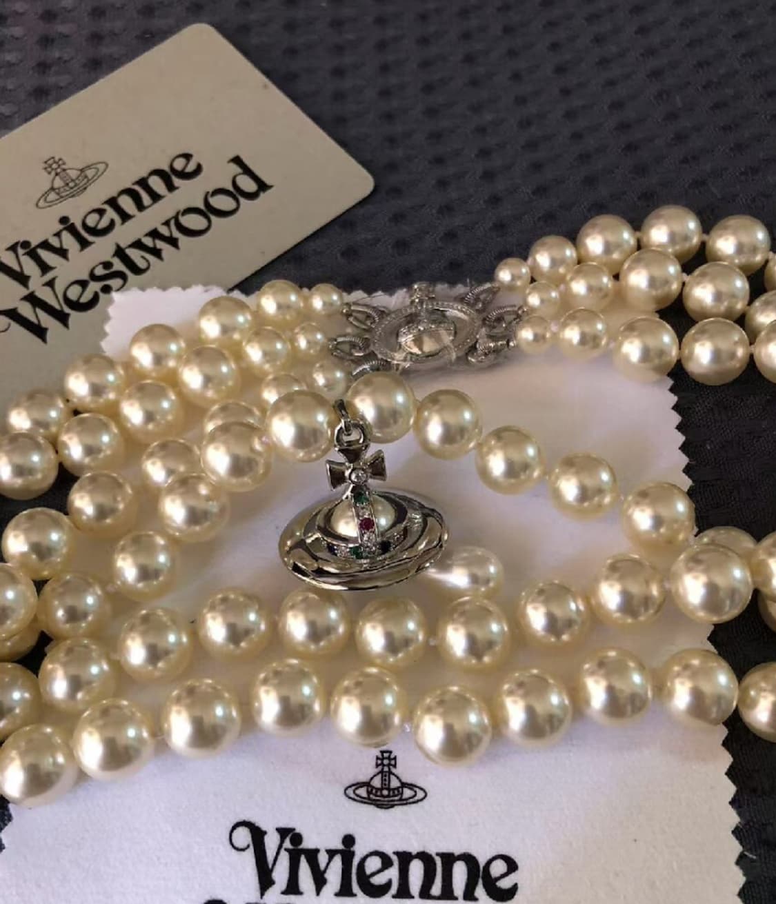 비비안웨스트 아카이브 3단 레이어 진주 펄 초커 목걸이 상품이미지7
