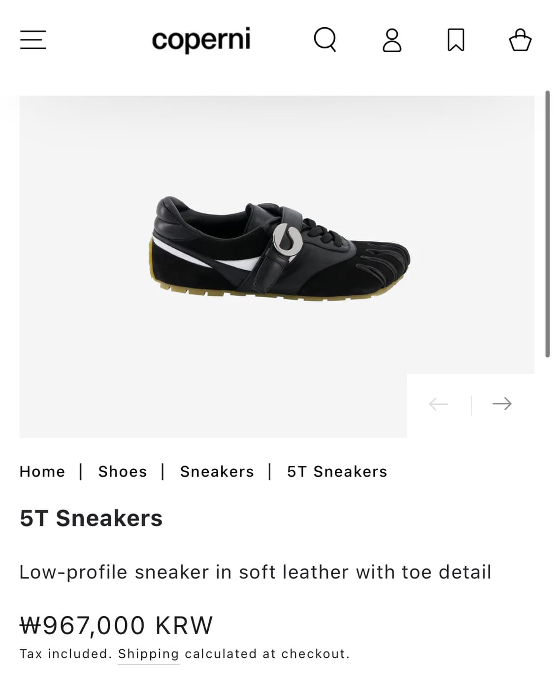 [36,37,38,39]코페르니 25fw 5T 핑거 스니커즈/블랙 상품이미지9