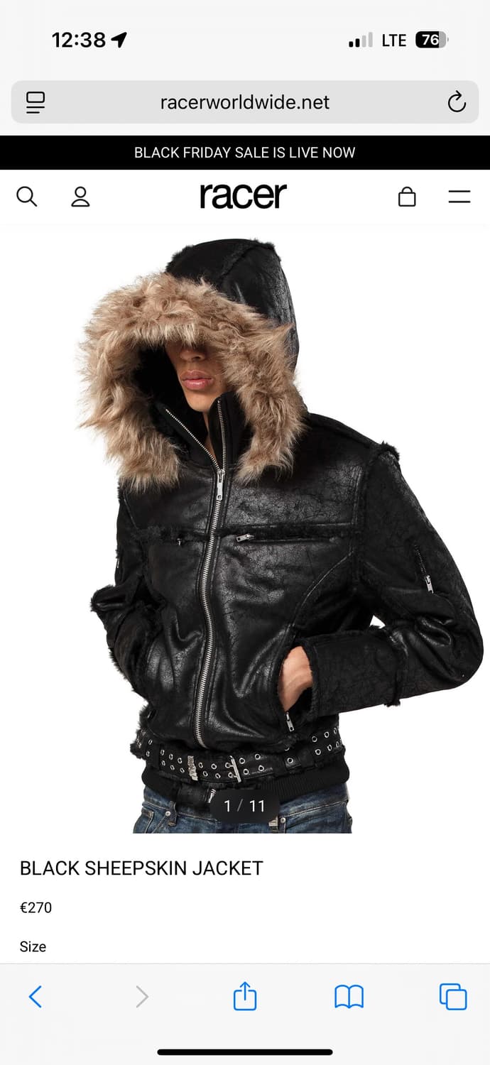 (S) Sheepskin Jacket black 상품이미지1