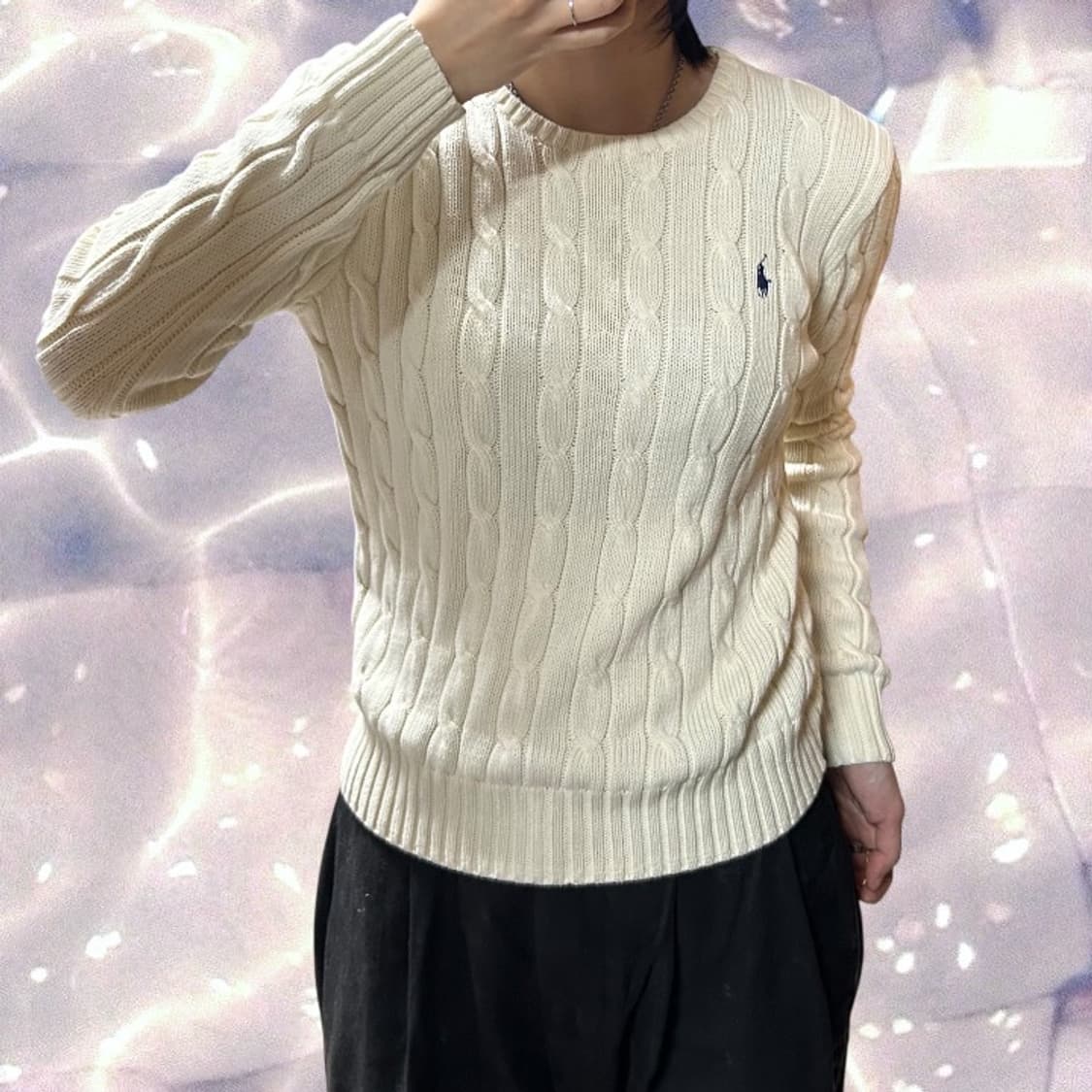 폴로 랄프로렌 신형 꽈배기 니트 아이보리 크림 L  상품이미지3