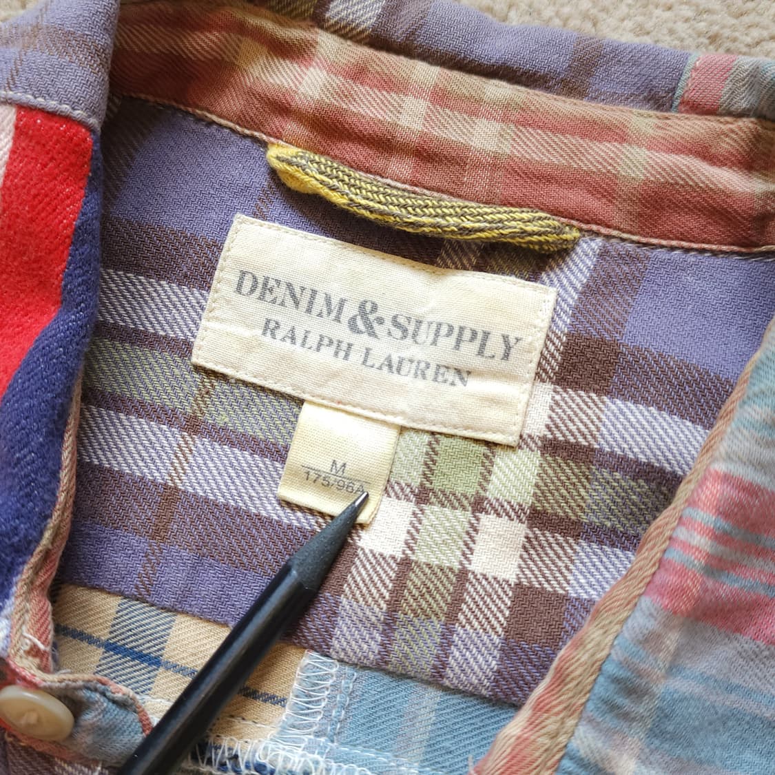 폴로 데님앤서플라이 패치워크 투포켓 체크셔츠 M 상품이미지5