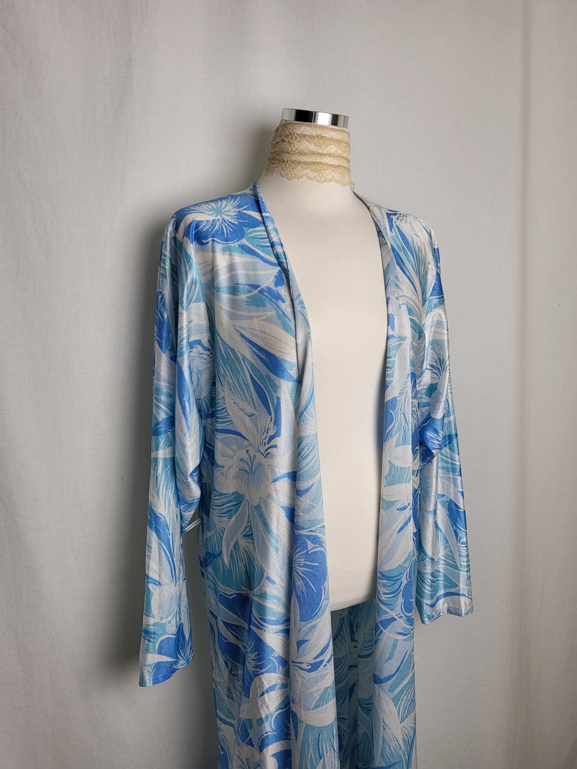 빈티지 아쿠아 슬립 롱 로브 가운 상품이미지1