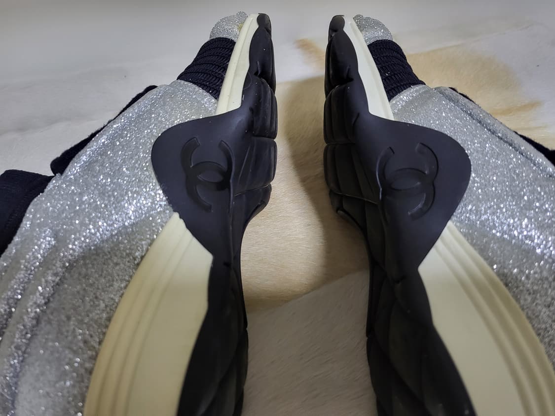 *빅세일*(정품)샤넬 니트 삭스 스니커즈 블랙/실버 220-230 상품이미지6