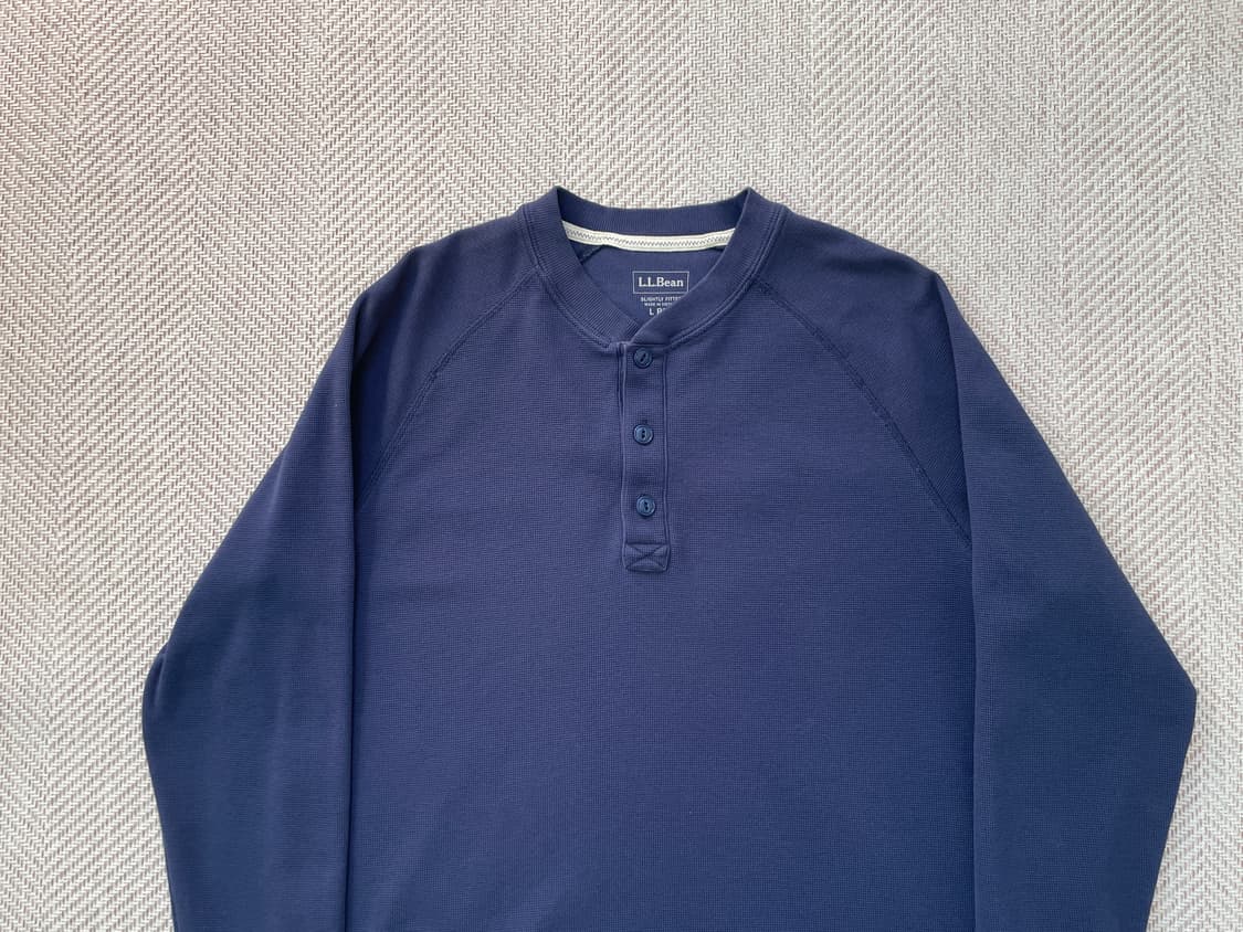 L.l baen 엘엘빈 헨리넥 네이비 와플 긴팔티셔츠  J04051 상품이미지2