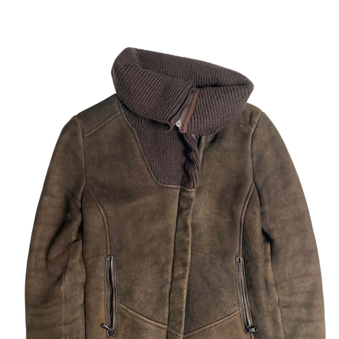 Alfie bobo 하이넥 니트 양가죽 무통 자켓 (italy)   상품이미지2