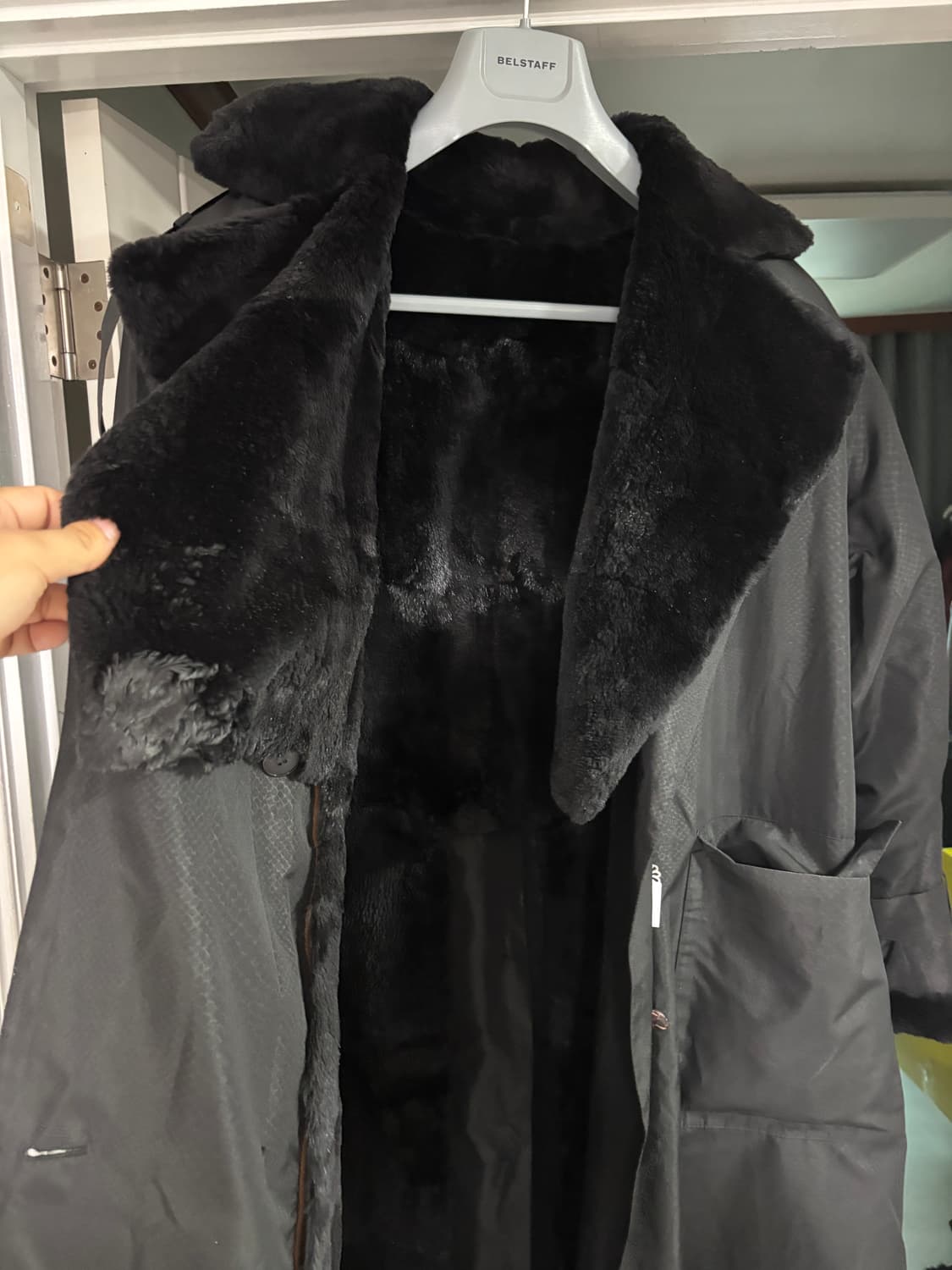 뉴트리아 비버 퍼 라이닝 무스탕 롱코트 남성 2xl - 3xl 상품이미지2