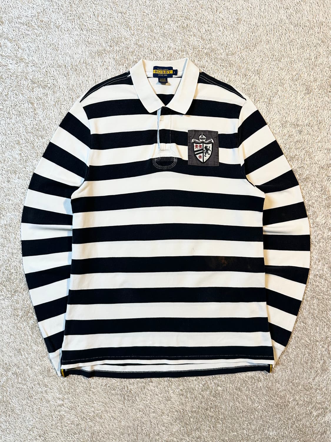 폴로 랄프로렌 패치 스트라이프 럭비 티셔츠 오레오 상품이미지1