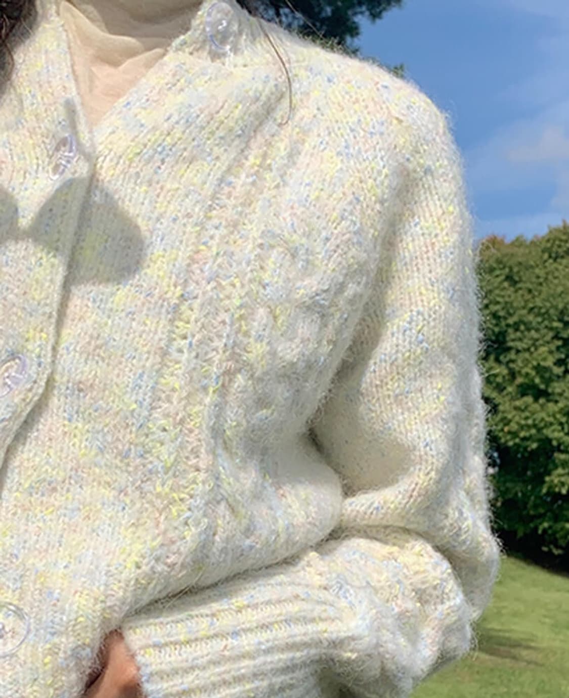 메이비베이비 디어리스트 벌스데이 케이블 알파카 울 레몬크림 니트 가디건 상품이미지4