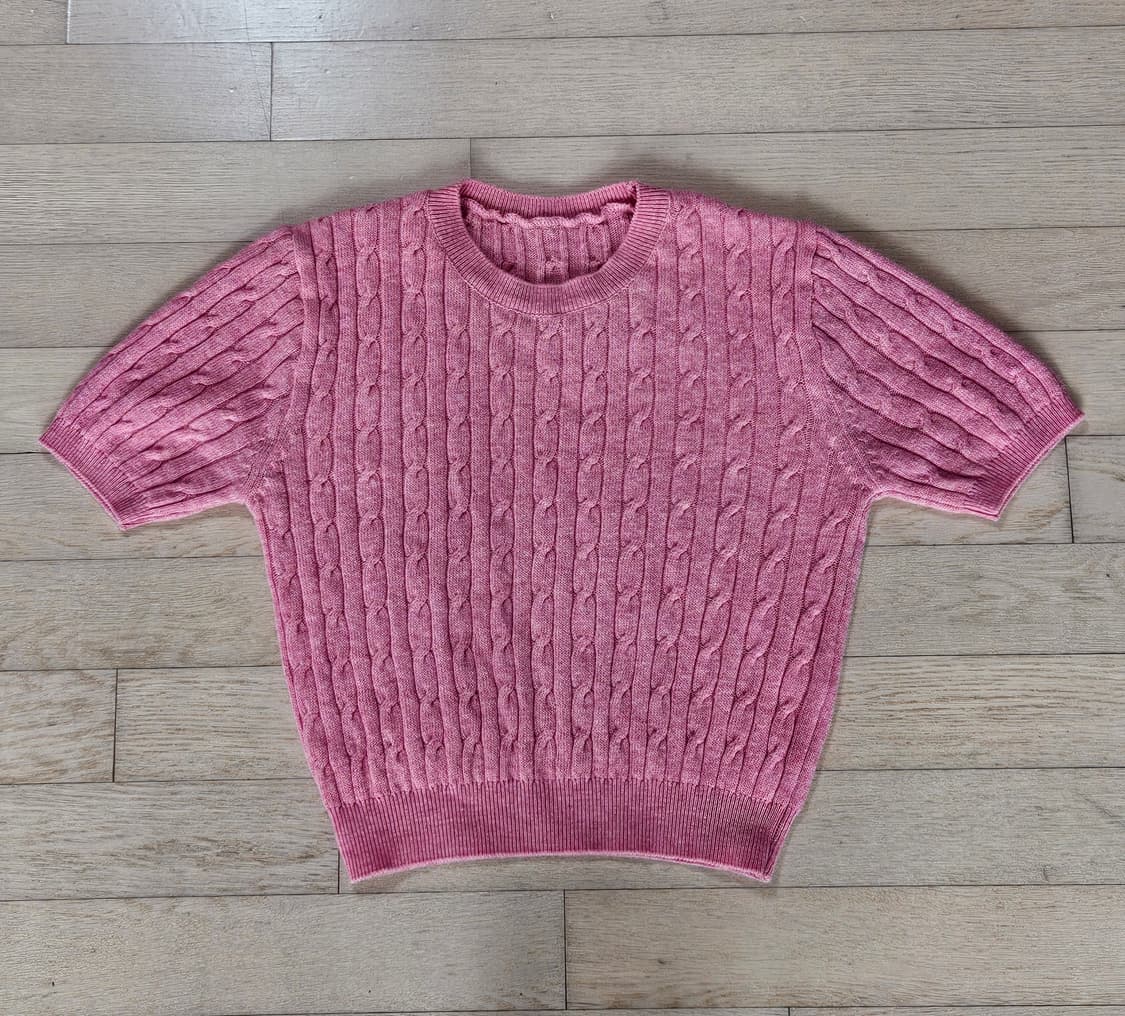 아뜨랑스 마리 캐시울 케이블 반팔 니트 [Pink/Free] 상품이미지1