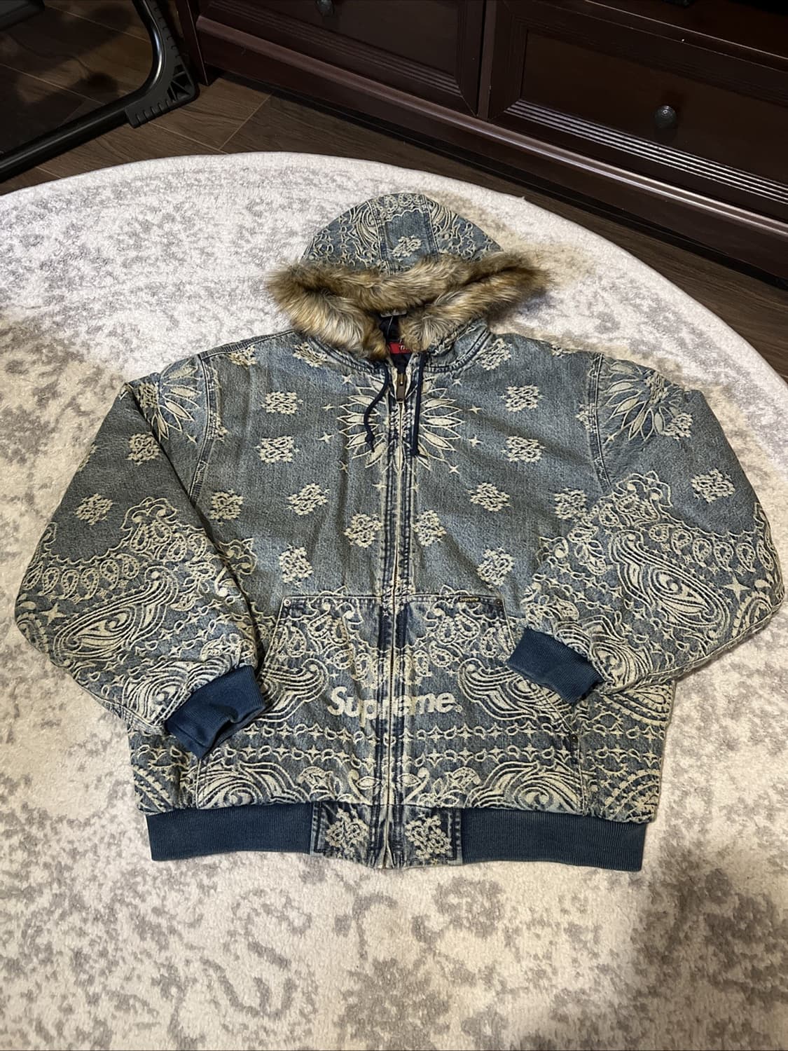 슈프림 반다나 자카드 데님 후드집업 워크 자켓 상품이미지1