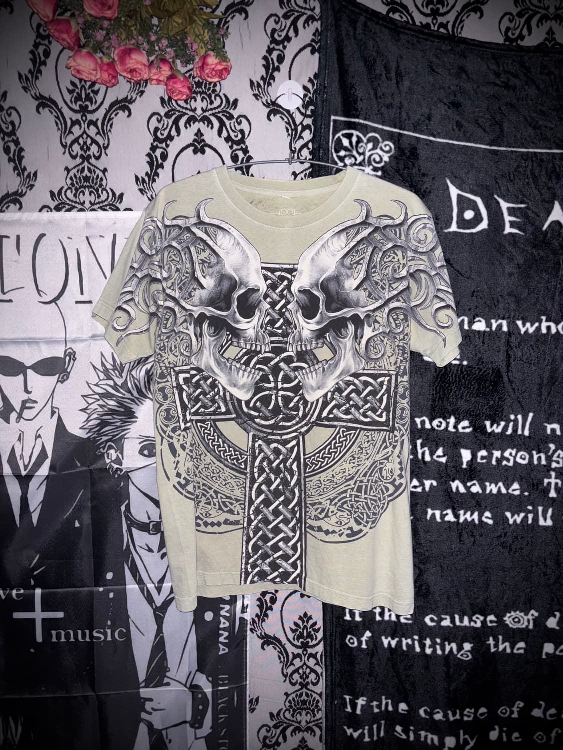 Light Khaki Skull Printed Short Sleeve 상품이미지1