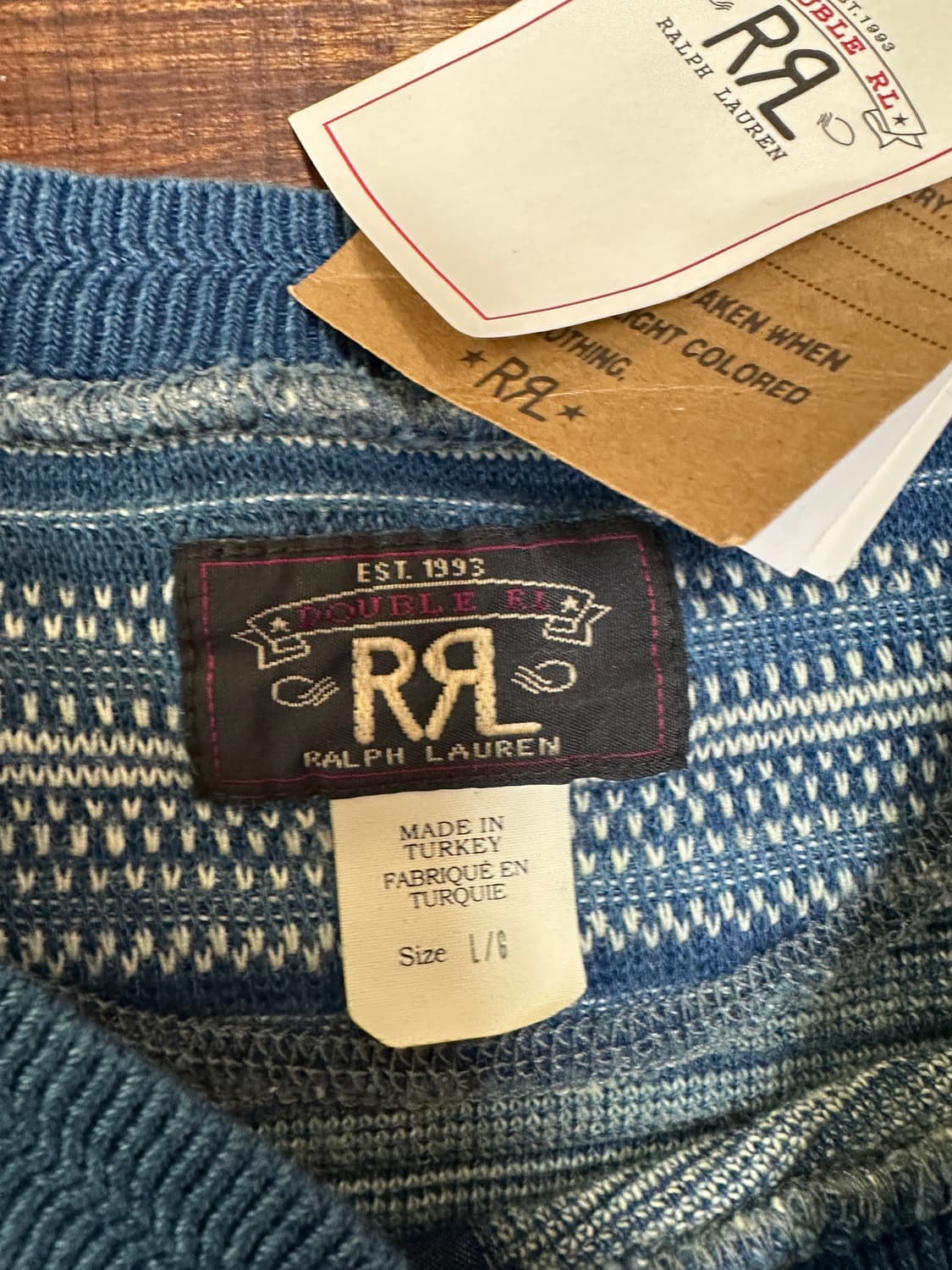 rrl 인디고 스트라이프 헨리넥 L 상품이미지3