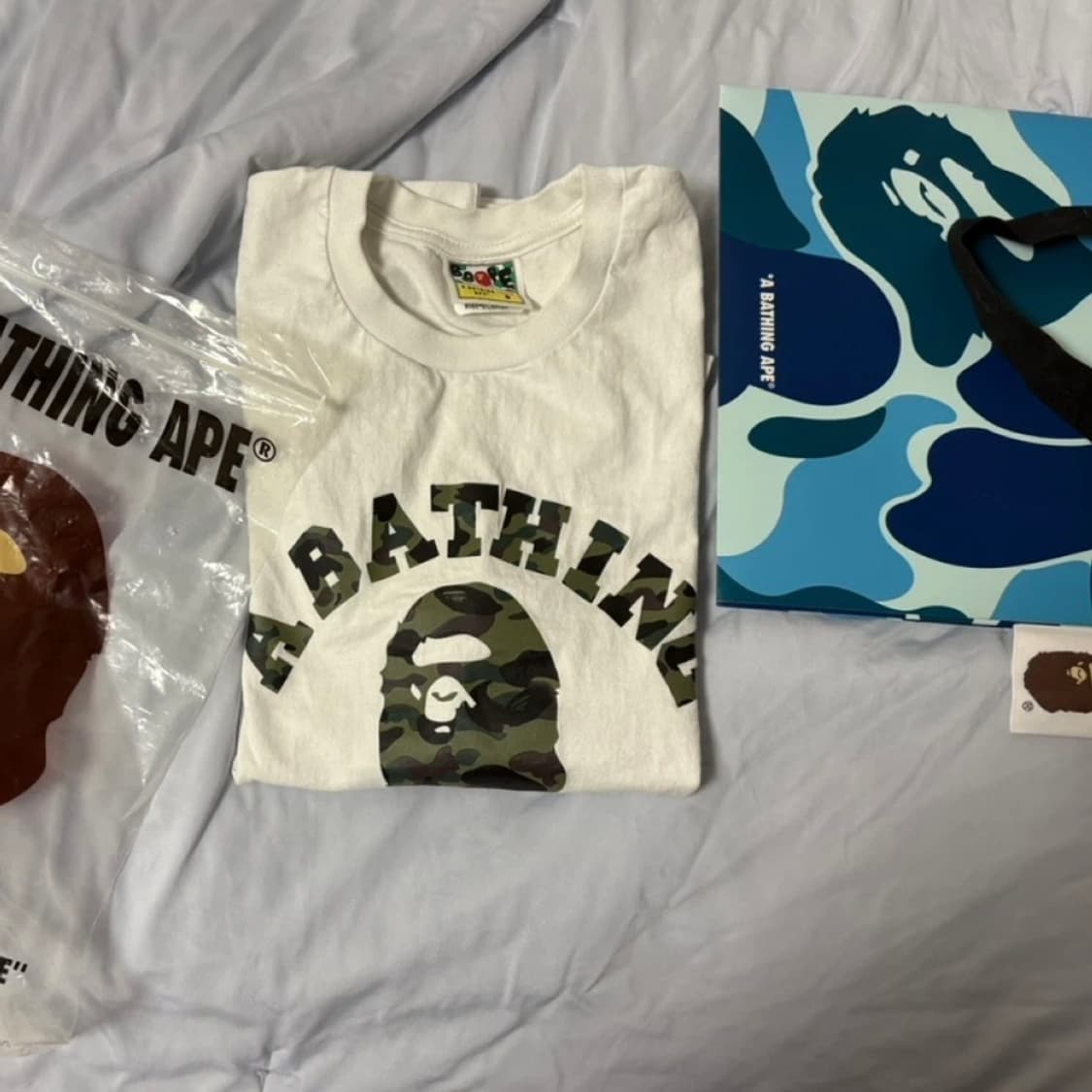 베이프 Bape 카모 반팔 티셔츠 화이트그린 S 상품이미지1