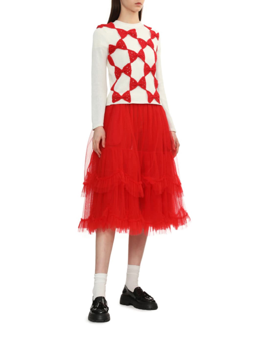 새상품 꼼데가르송 걸 레드리본 스웨터 XS 상품이미지6