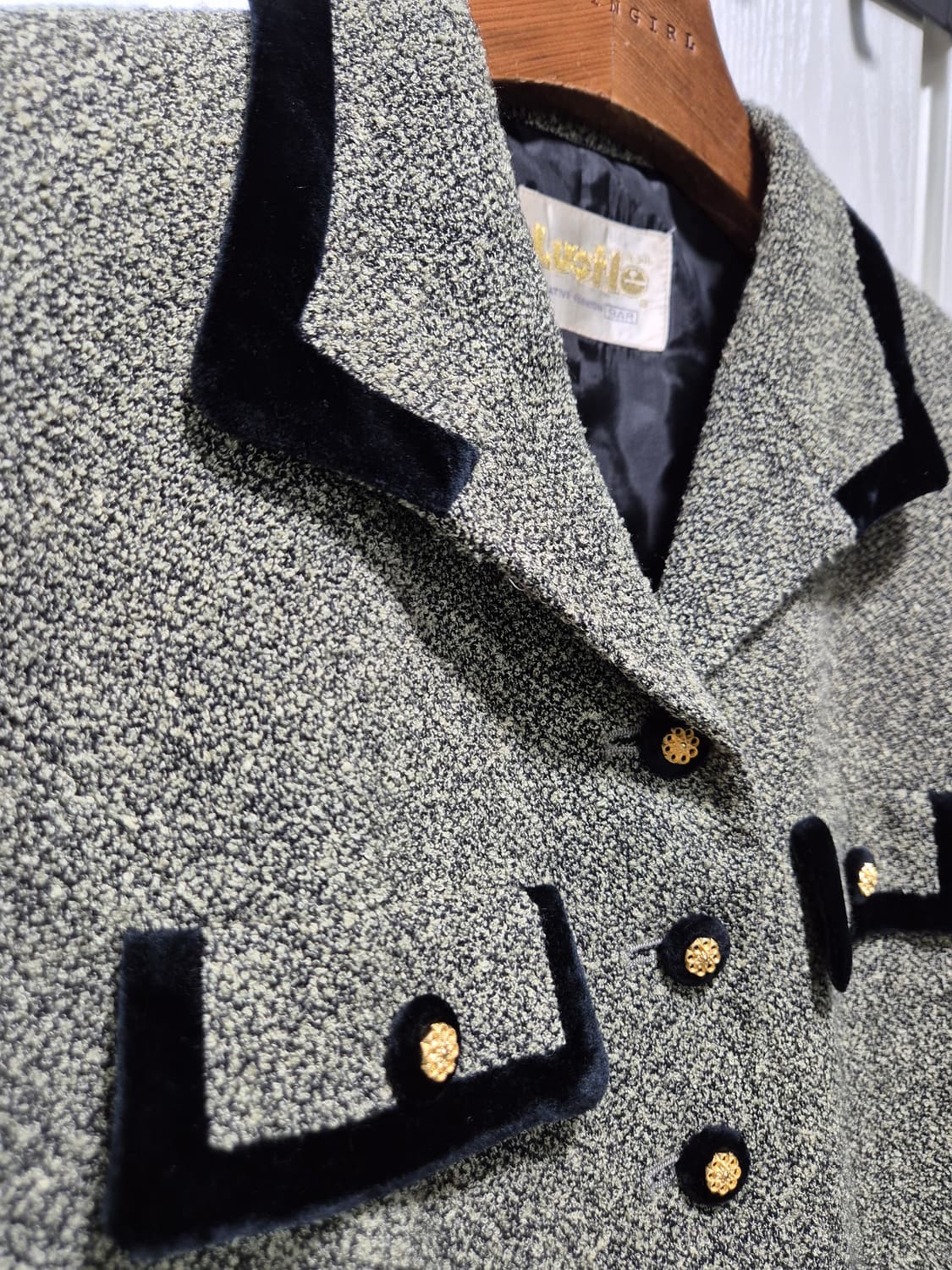 본느리베 트위드 벨벳 포인트 자켓 상품이미지4
