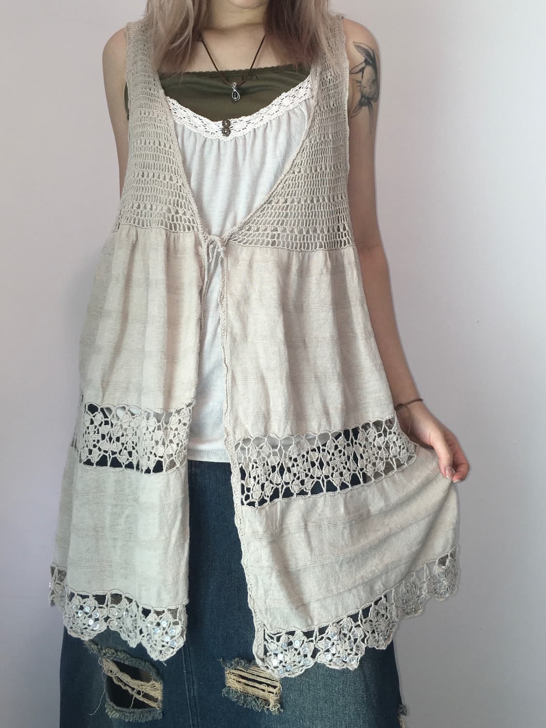 Set) jpn vintage mori sleeveless + croch 상품이미지5