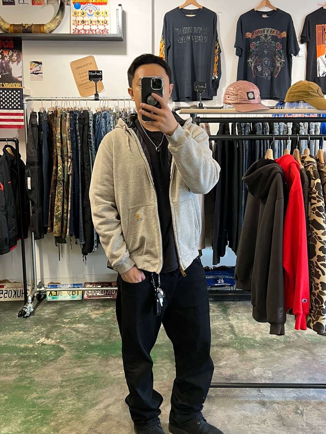 [M] 칼하트 레인 디펜더 미드웨이트 퀼트 라이닝 후드 집업 상품이미지9