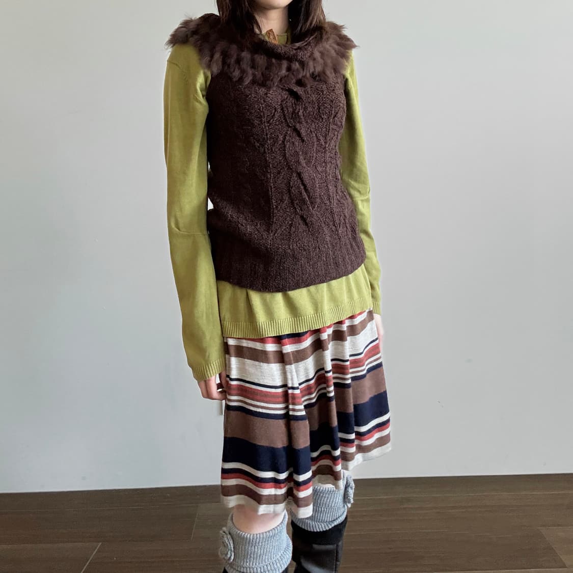 Brown Fur Vest 상품이미지2