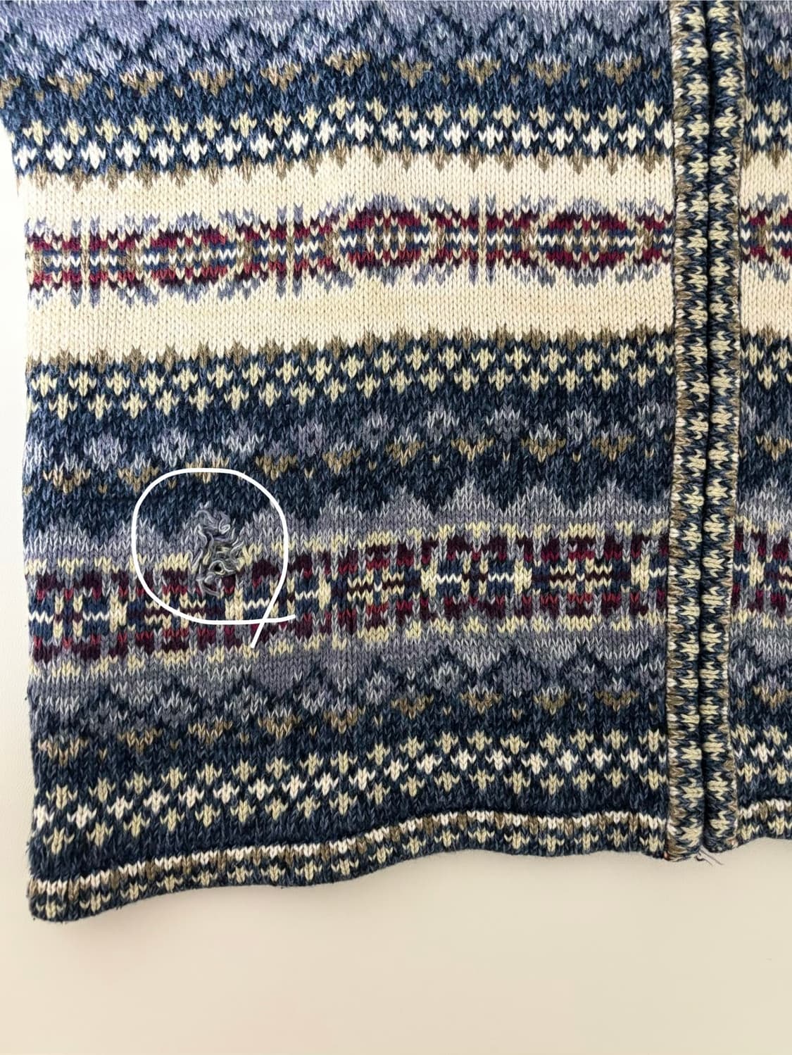 빈티지 블루 패턴 니트 집업 상품이미지3