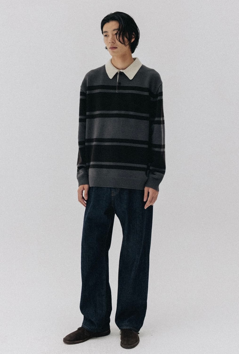 블랭크룸 Block Stripe 니트 차콜 상품이미지1