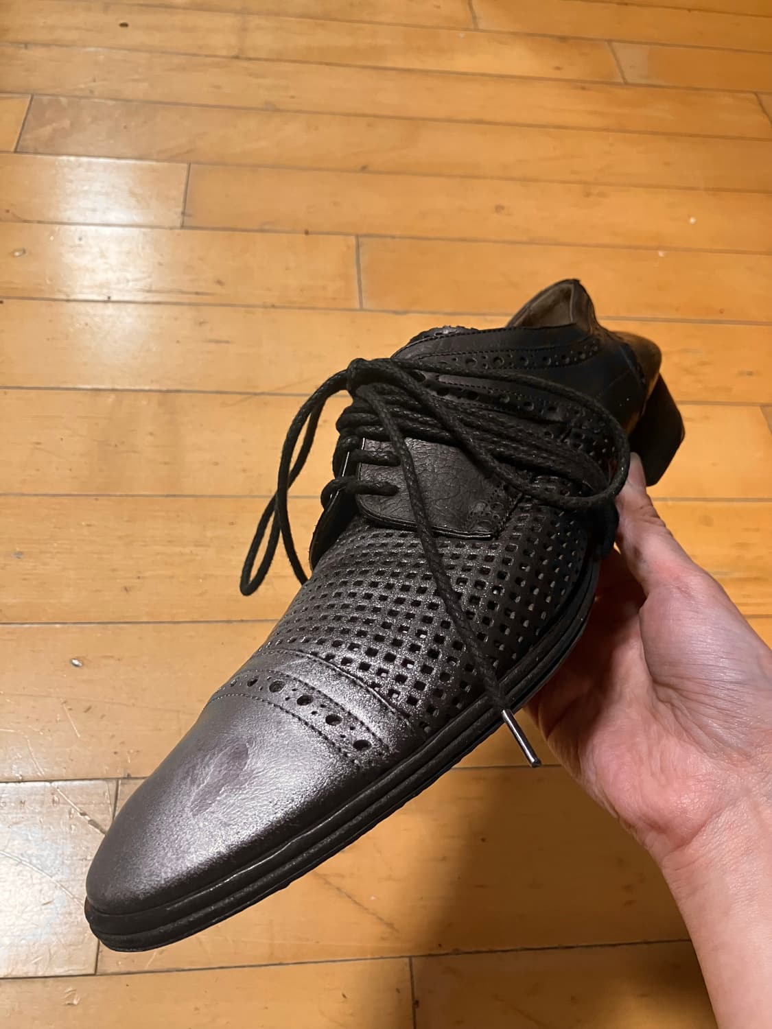 D&G 90s 돌체앤가바나 메탈 페인티드 펀칭 더비 275-80 상품이미지10