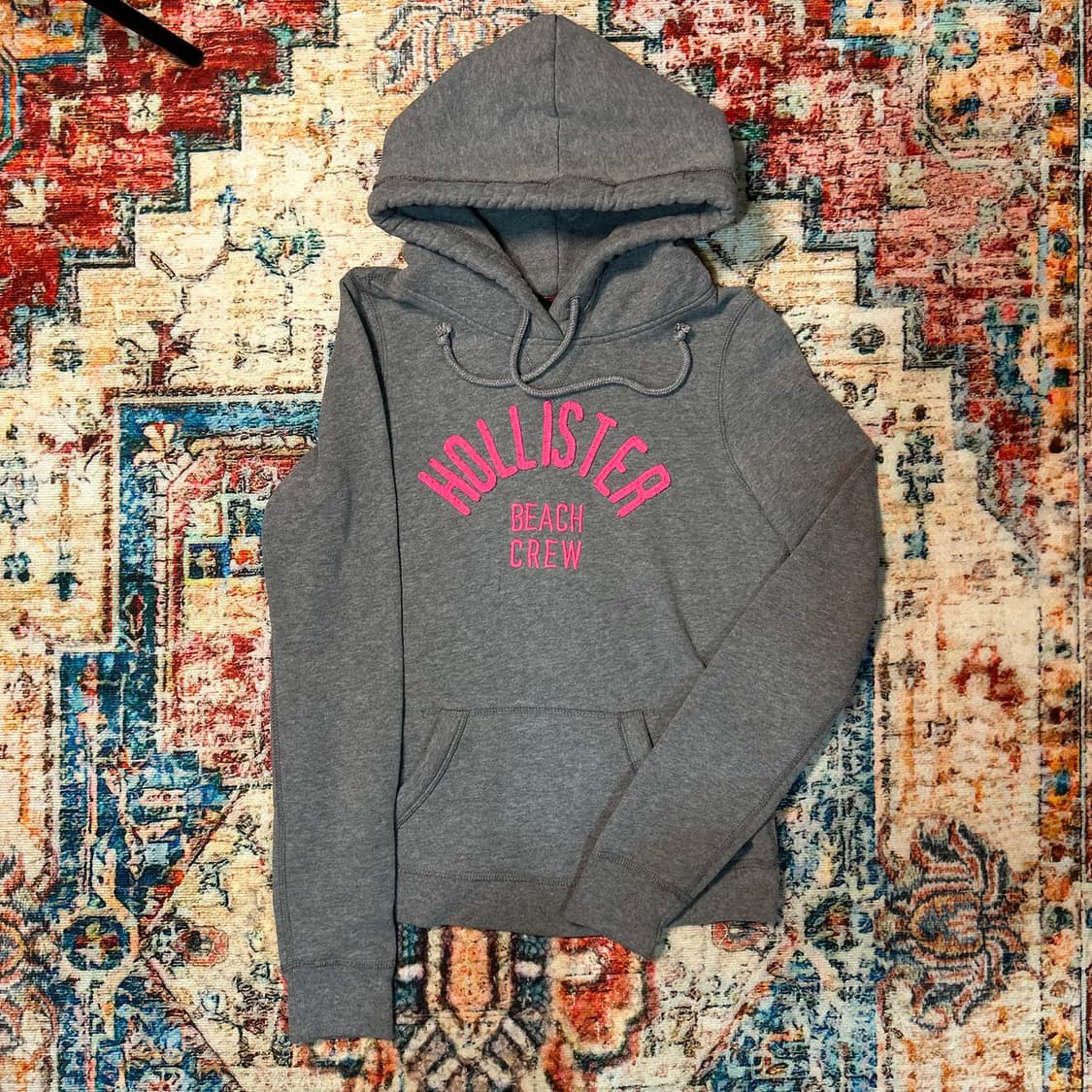 [S] 홀리스터 핑크 패치 로고 그레이 후드티 상품이미지1