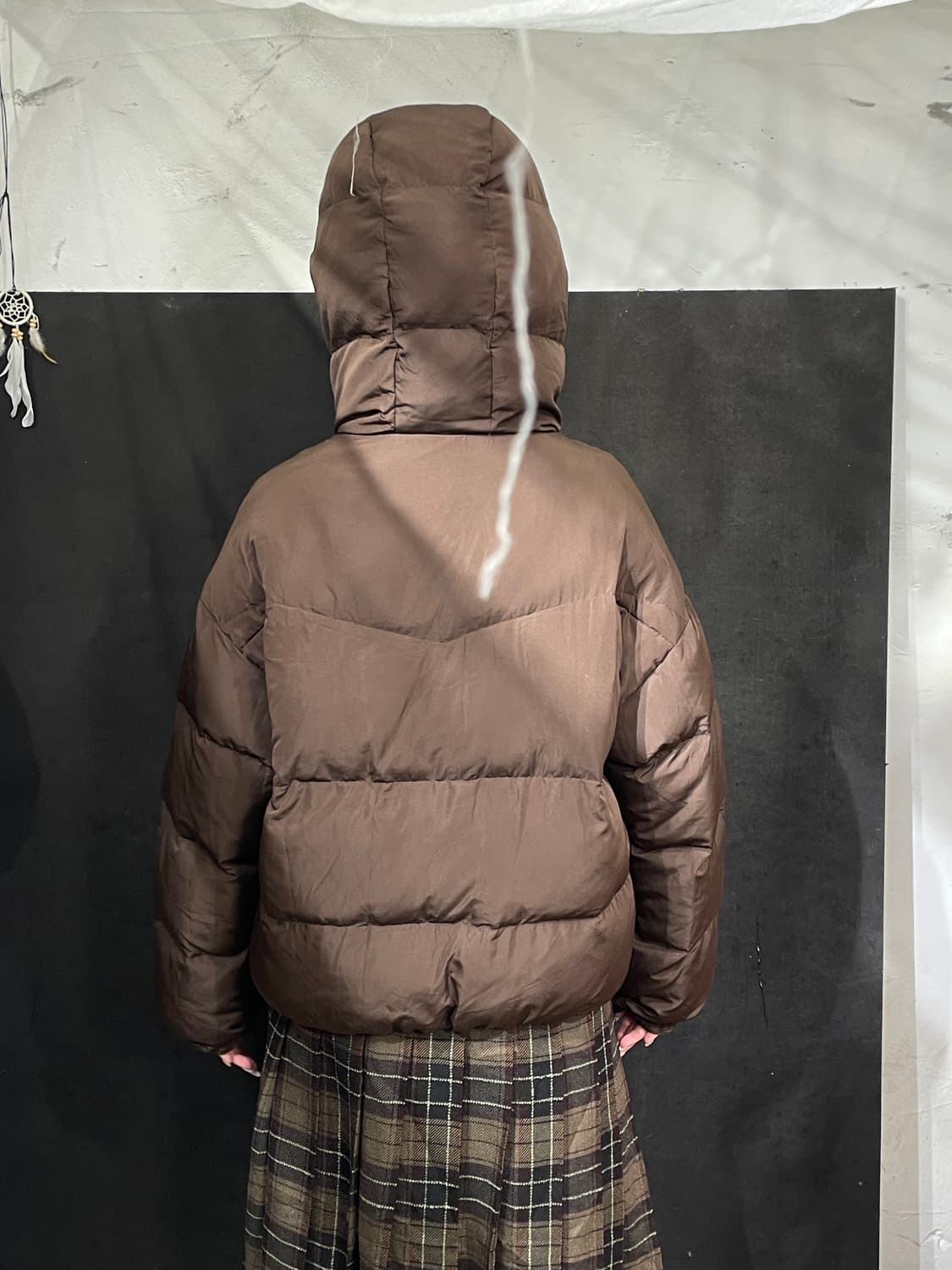 일본빈티지 Retrogirl 브라운 크롭 후드 패딩 M 상품이미지4