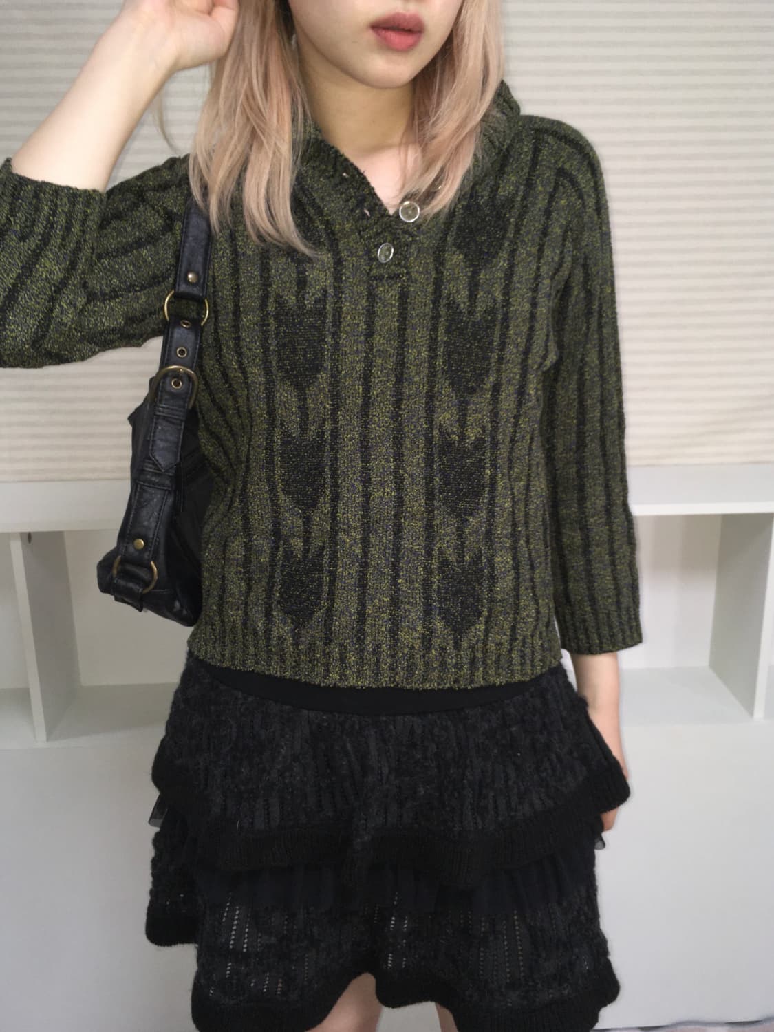 jpn vintage khaki stripe tulip knit 상품이미지6