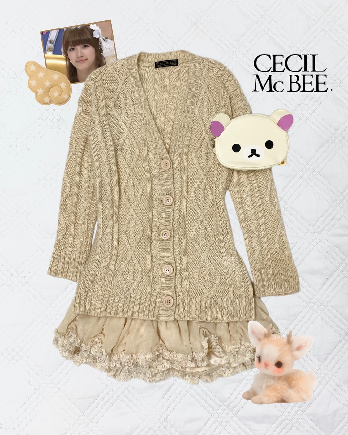 ꒰ঌ 세실맥비 코리락쿠마 니트 가디건 ໒꒱ 상품이미지1