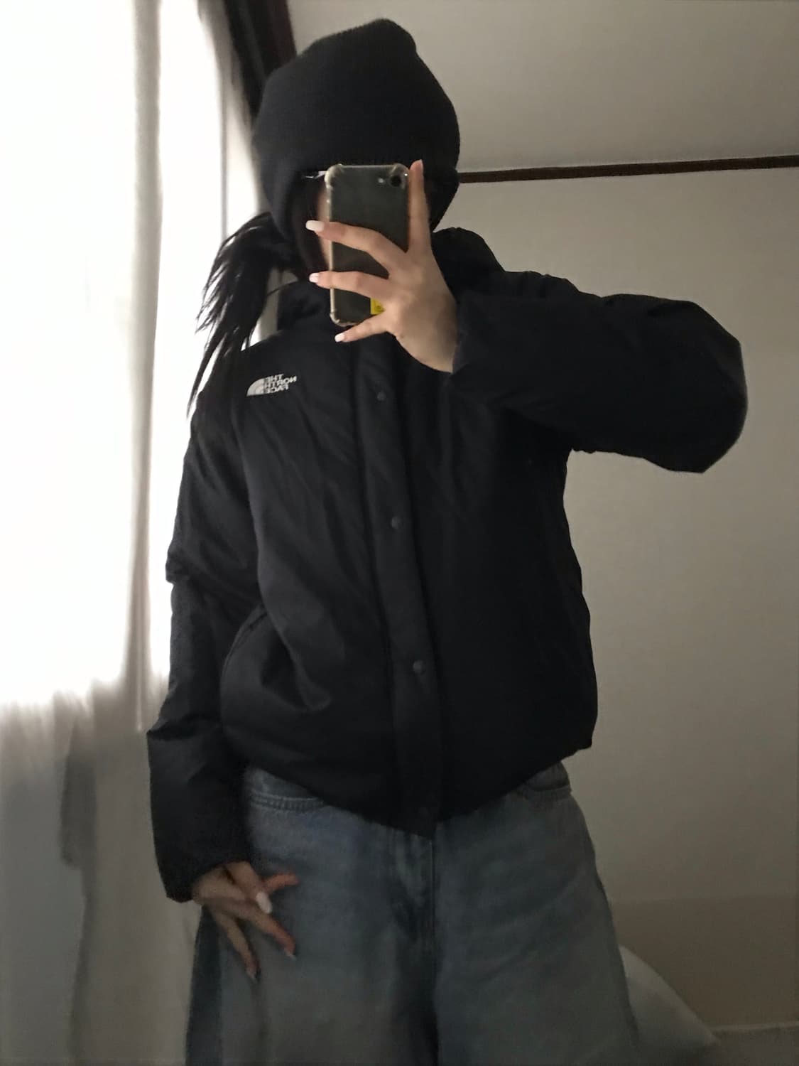 노페 블랙 후드 패딩 상품이미지1