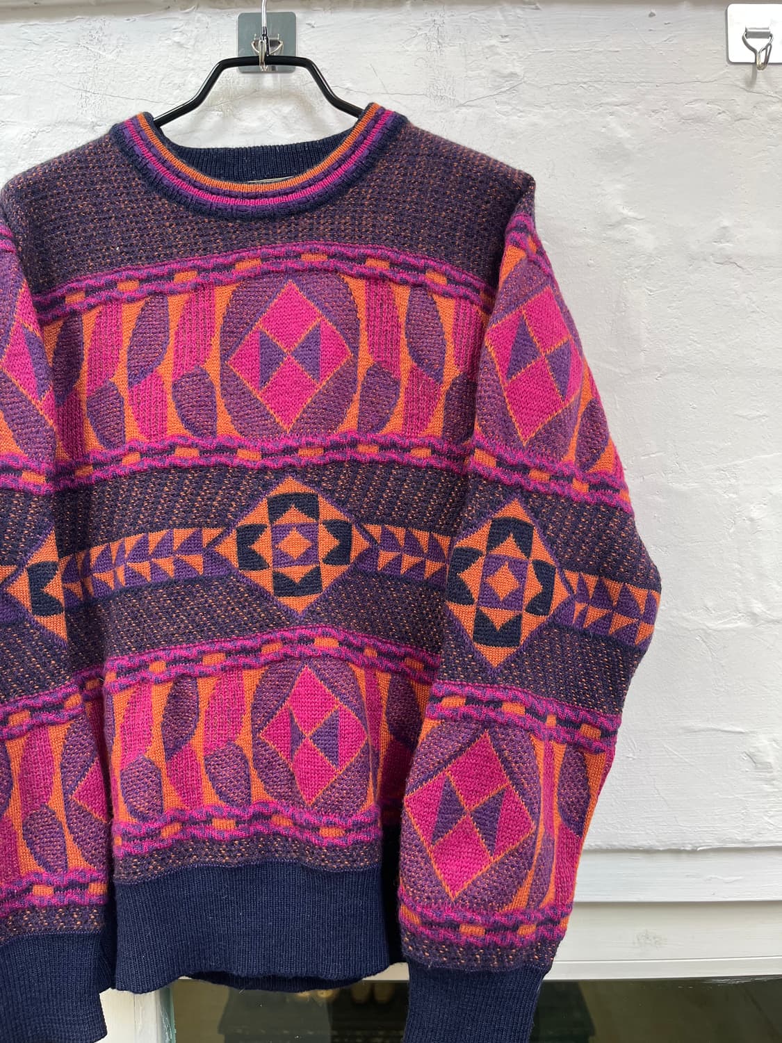 Dimanche 레트로 패턴 울 니트 스웨터 L 상품이미지3