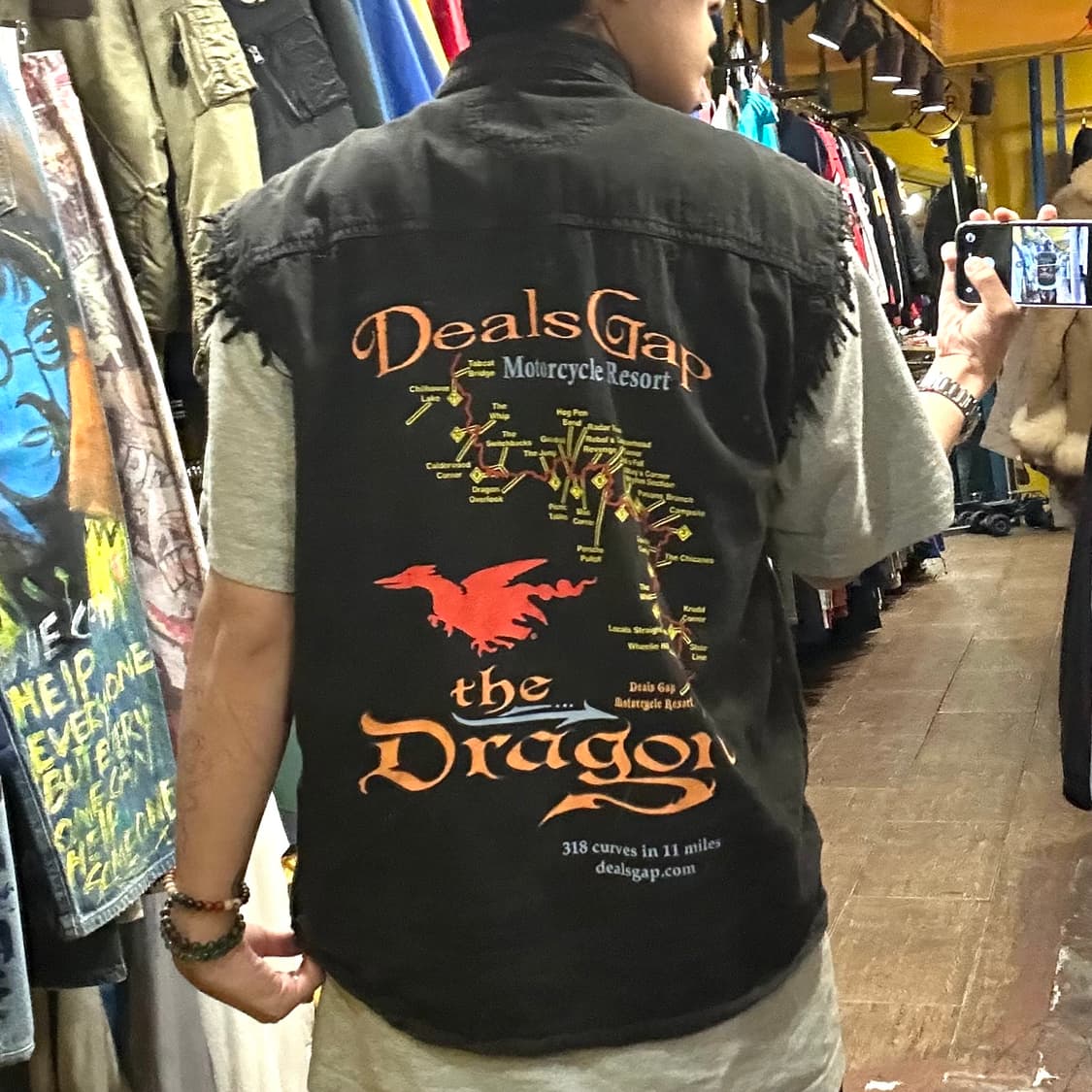 [HI] 빈티지 드래곤 바이커베스트 블랙 상품이미지1