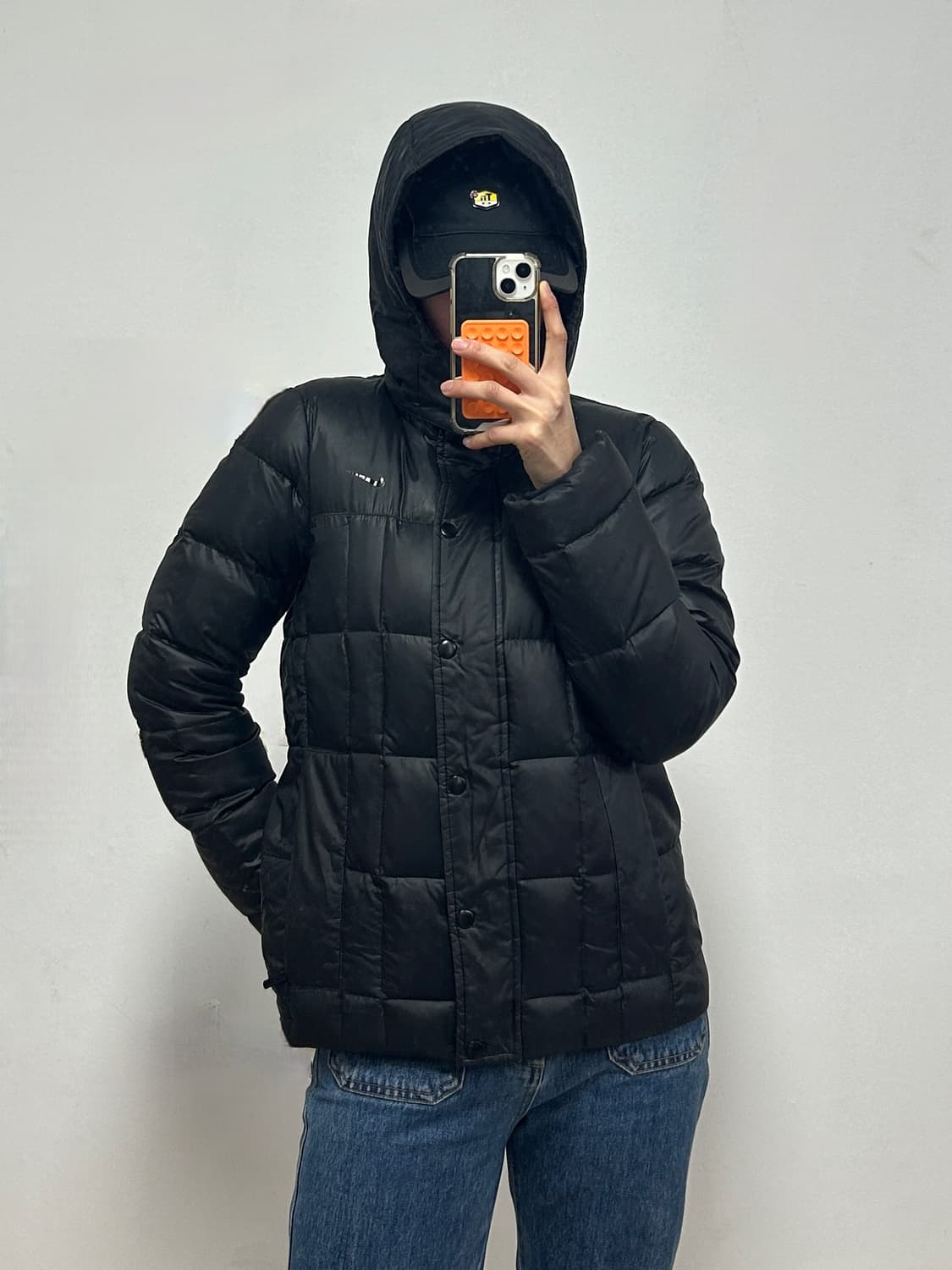 00s 나이키 스우시로고 스퀘어 퀼팅 덕다운 패딩 블랙 상품이미지1