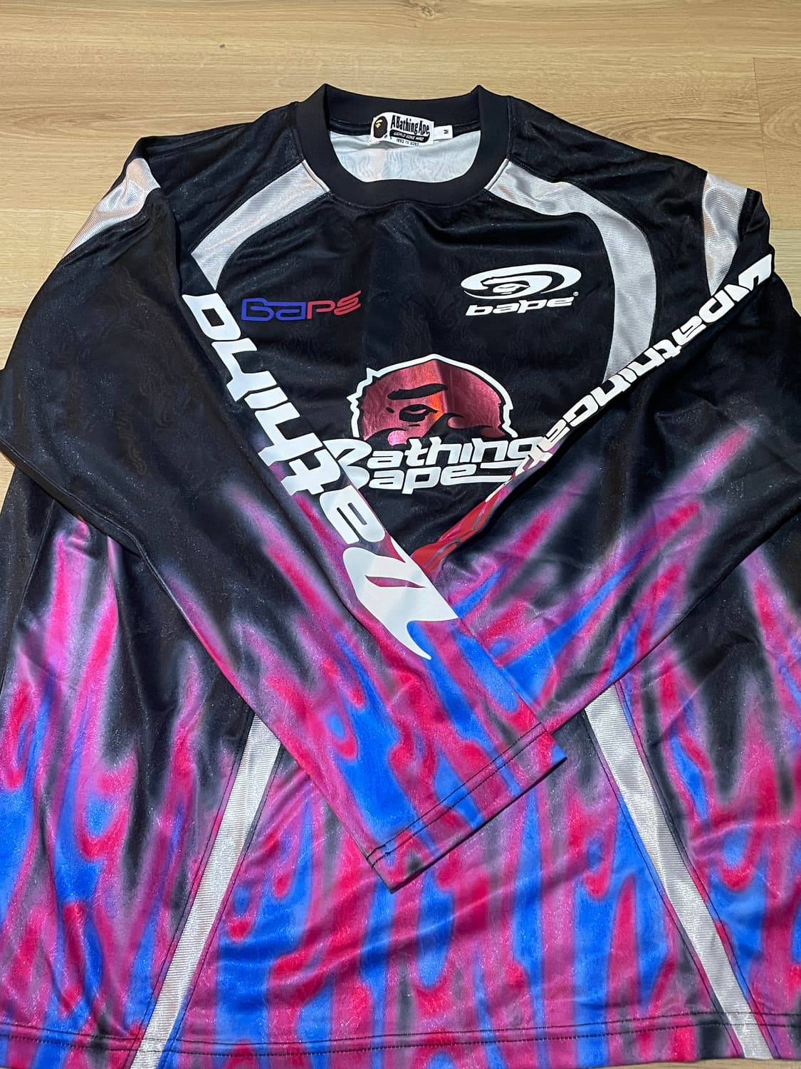 Bape 베이프 플레임 풋볼져지 블랙 M 상품이미지3