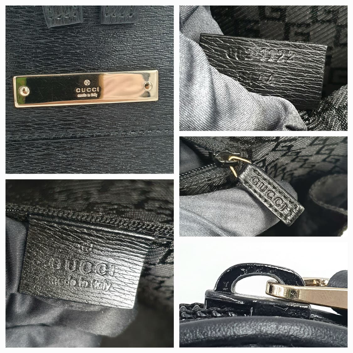 구찌 금장 블랙 가죽 숄더백 토트백 상품이미지5