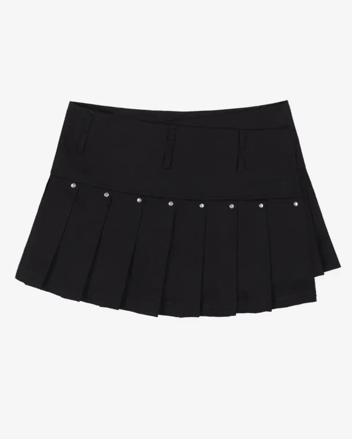 팬시클럽 플리츠 레이어드 랩 스커트 블랙 상품이미지1