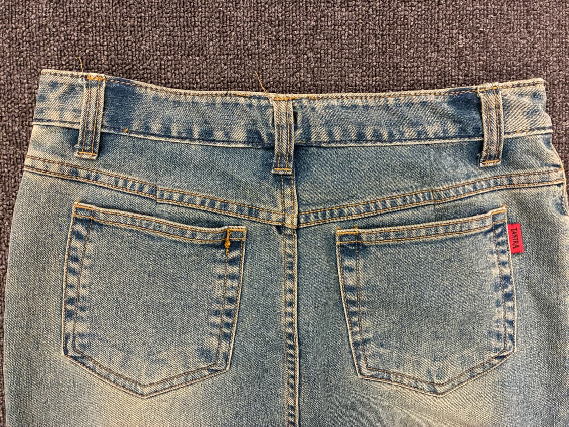 OS)Japanese vintage 여성 꽃 자수 비즈 디테일 미디 치마 상품이미지6