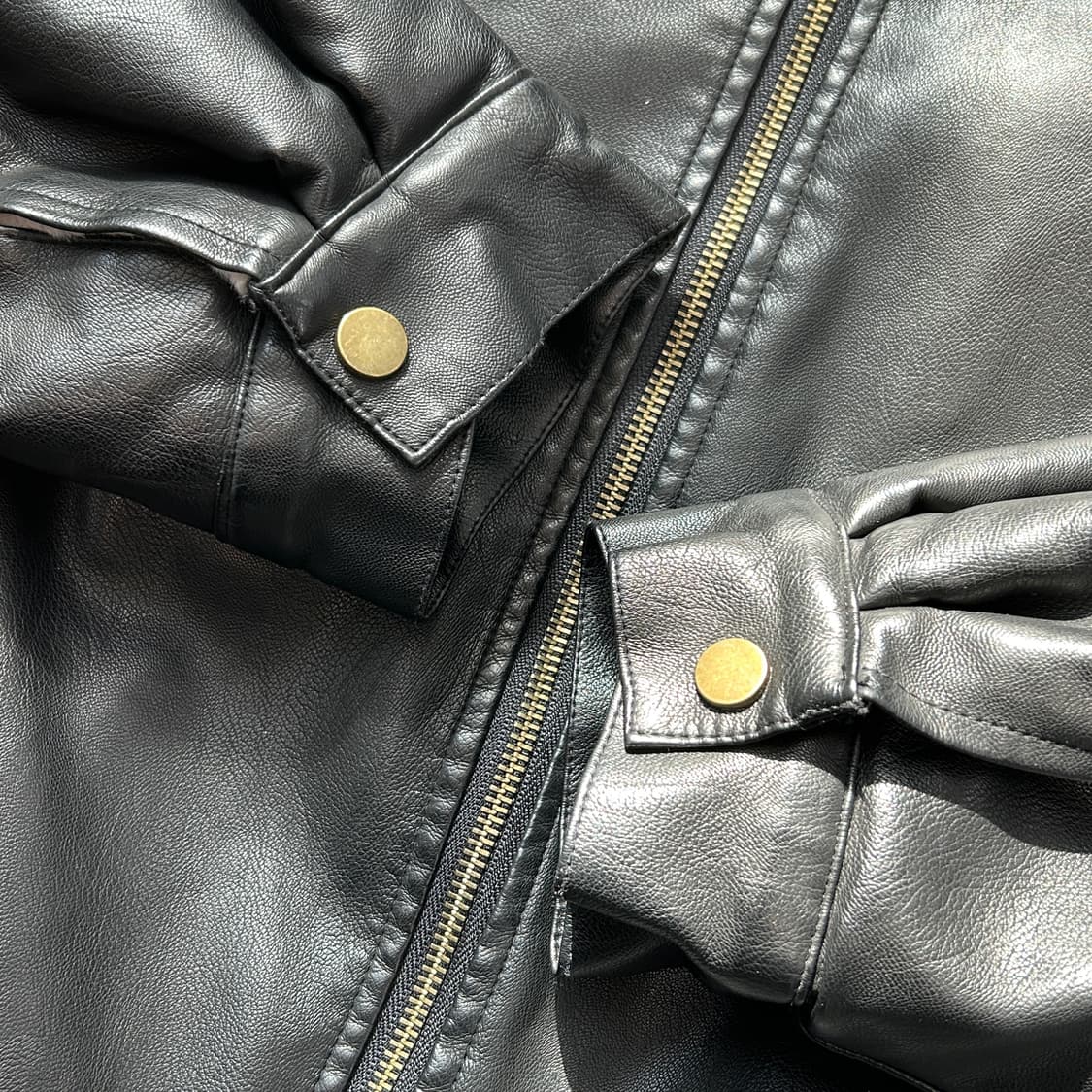 빈티지 블랙 레더 무스탕 자켓 상품이미지3